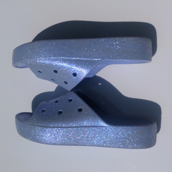 Sparkly glitter platform Moon Jelly Crocs in purple sz 10 - Picture 5 of 12